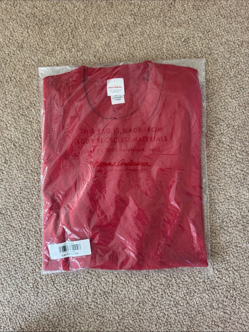 Hanna Anderson NWT Red Solid Long John Rib Solid Top
